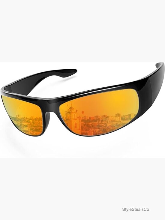 Wrap Around Sunglasses for Men Women Super Dark Blackout UV400 Protection main image 6